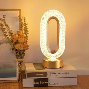 Touch Control 3D Crystal Track LED Night Light, Girls Room Home Decor Aesthetics USB Bedside LED Ambient Table 3D Moon Lamp, Led Lights Bedroom for Christmas Gift