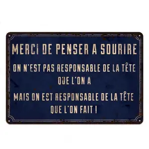 Vintage French Metal Tin Signs, Retro Slogan Wall Art, Funny Home Door Plates, Humorous Warning Decorative Iron Paintings for Home, Bar, Cafe & Garage Wall Decor