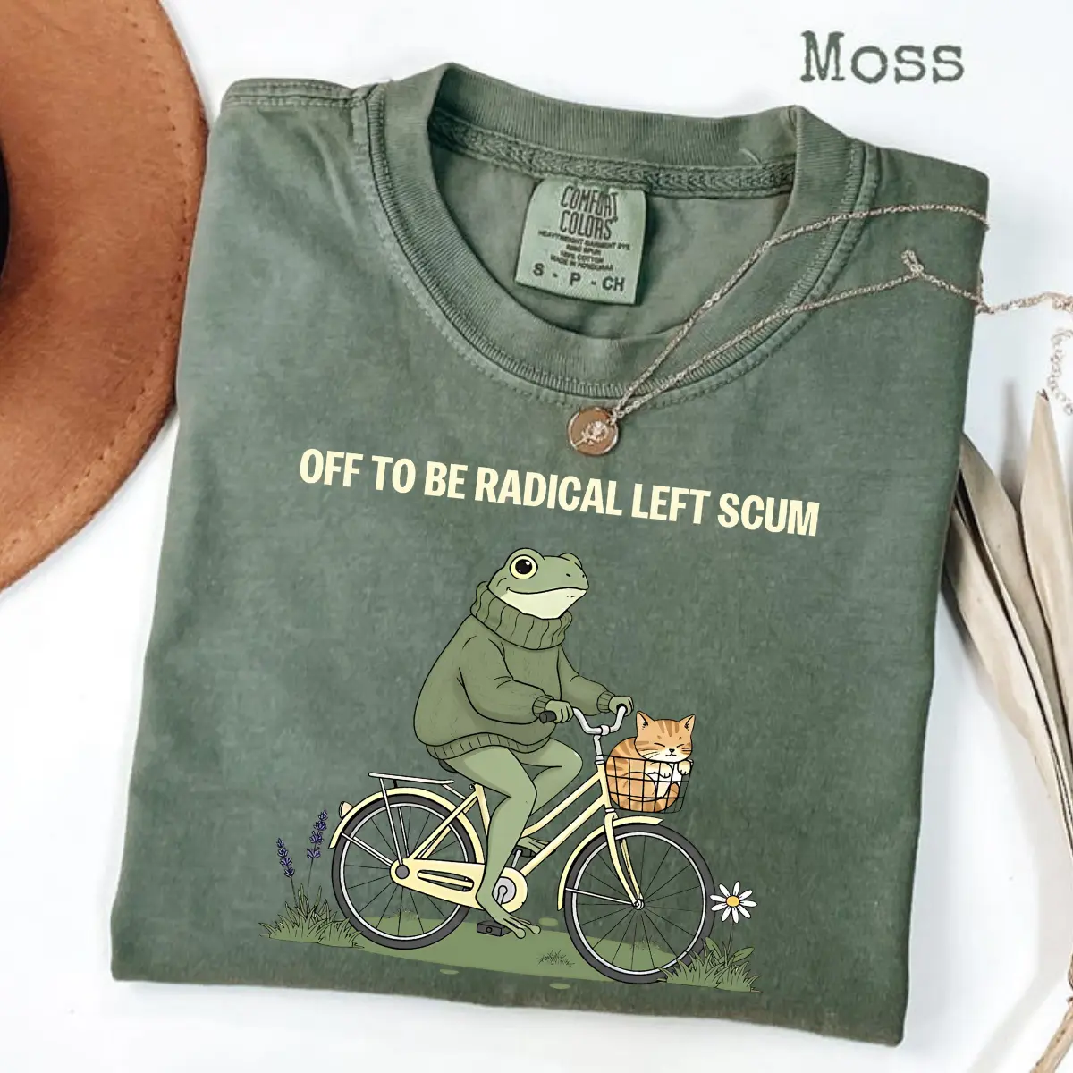 Comfort Colors Off To Be Radical Left Scum T-Shirt, Frog and Cat In Bicycle Resistance Tee, Anti Fascism Shirt, Get Out Of Minneapolis TShirt