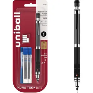 uniball Kuru Toga Elite Mechanical Pencil Starter Kit, 0.5mm, HB # 2, Gun Metal Barrel, 1