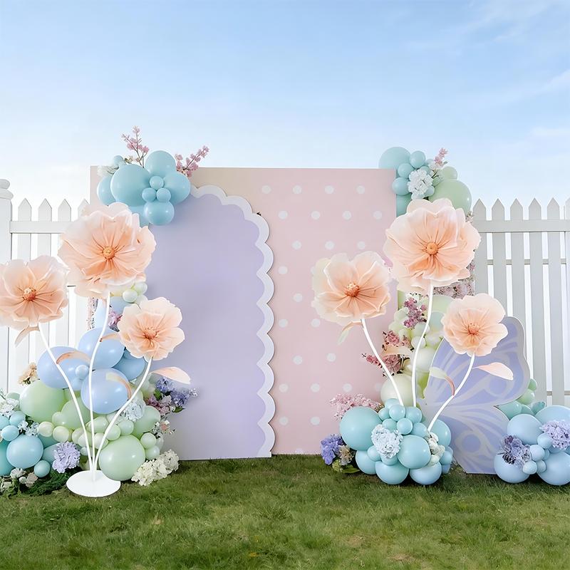6 panels-5.58 ft Giant Flowers for Decoration,Large Fake Flower with Standing Stems and Base,Big Artificial Flowers for Home Decor,Wedding Background Decor,Shop Window Display,Banquet,Garden Party (Dark Champagne)