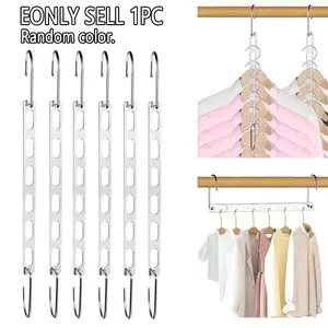 Durable Metal Closet Hook Organizer with Magic Hooks, Space Saving Multi-Functional Shirt Pants Jeans Design, Wardrobe Storage Solution