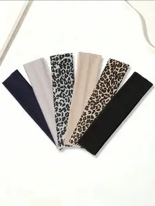 6pcs Summer Thin Sweatproof Non-Slip Plain Color+ Leopard Print for Daily Life and Sports, Women'sHair Accessories, Headbands Women, Elastic Headbands