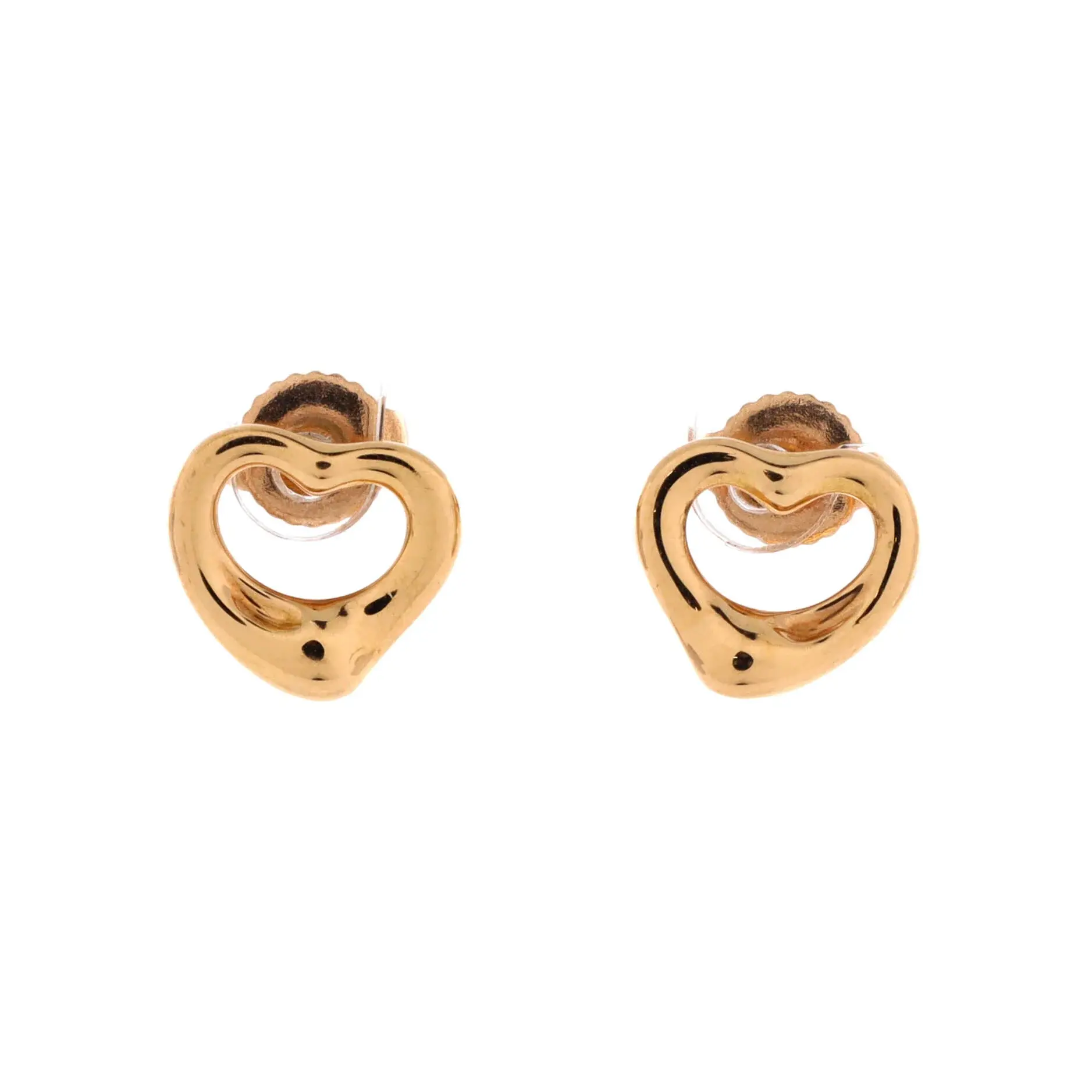 Pre-owned Tiffany & Co. Elsa Peretti Open Heart Earrings 18K Rose Gold 11mm by Rebag