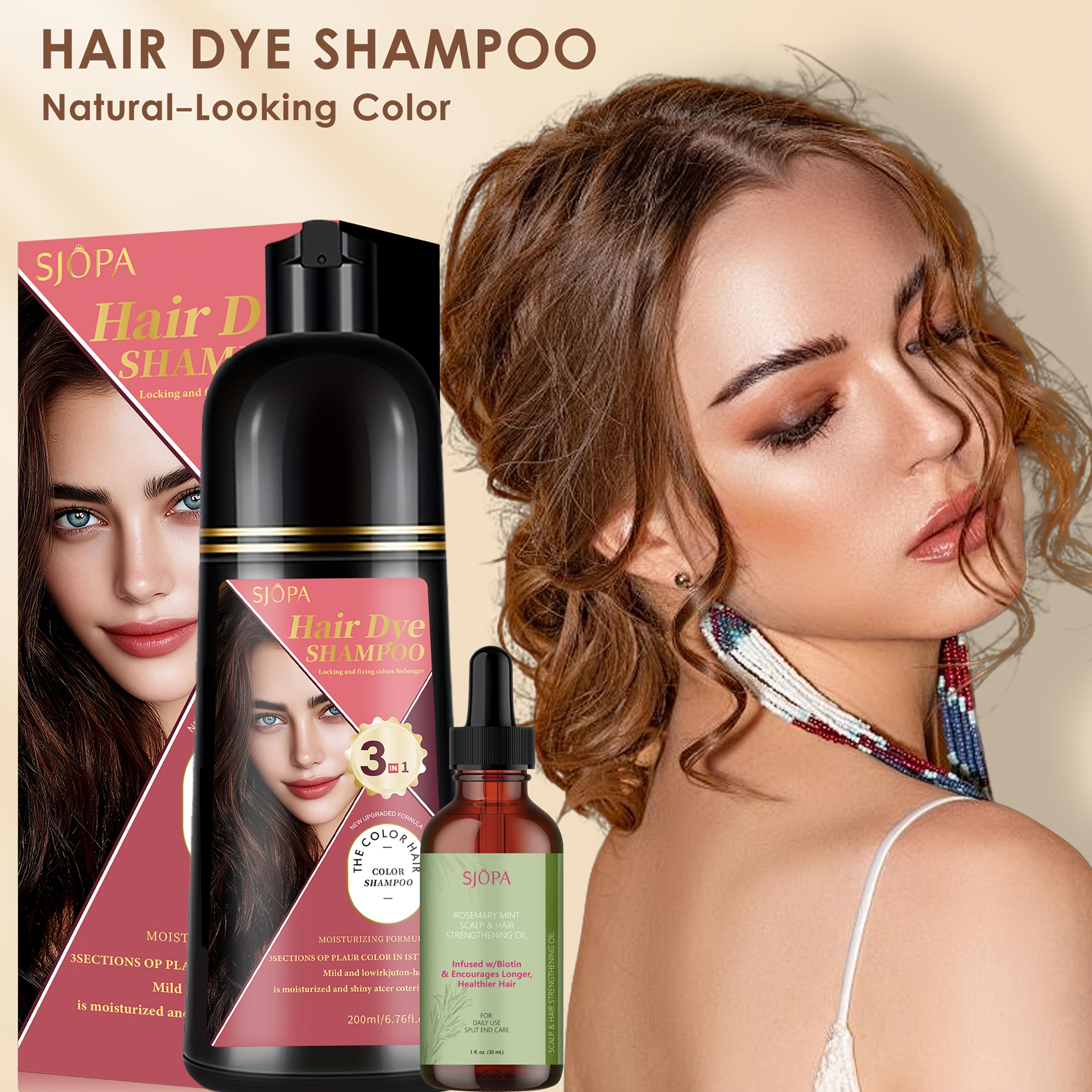 SJOPA 5-in-1 Hair Dye Shampoo - Can cover white hair, moisturizing hair care shampoo formula, suitable for normal hair, convenient for home use, 200ML+ 30ML
