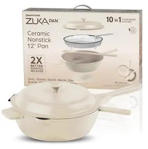12" Zuka Pan – 6-Piece Multi-Functional Everyday Pan Set with Lid, Nylon Spoon & Steamer Basket 12" Zuka Pan – 6-Piece Multi-Functional Everyday Pan Set with Lid, Nylon Spoon & Steamer Basket