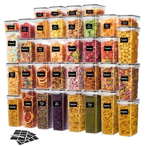 24/42pcs Airtight Food Storage Containers Set Meal Prep Boxes Leakproof Stackable BPA Free Pantry Kitchen Organization System for Fridge Cereal Pasta Rice Flour Sugar Snacks Fruit Veggie Storage Containers Home Upgrade Must Have Organizer