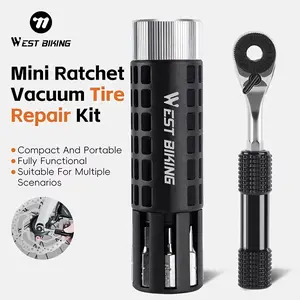 WEST BIKING Bicycle Ratchet Wrench Set. Mini Portable Multi-functional Repair Tool Kit, Bicycle Motorcycle Tire Repair Tool