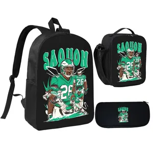 Saquon Barkley Cartoon Style Philadelphia Football Backpack 3-piece set - Men's and Women's Universal Fashion Printed Backpack - 3-piece set is an ideal choice for daily use or travel, and is also a perfect gift for holidays.