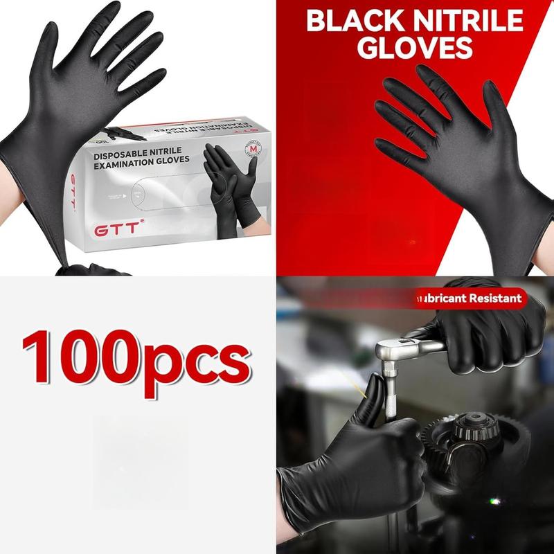 100/500/1000 Black Nitrile Exam Gloves 4 Mil, Powder-Free Disposable Gloves for Medical, First Aid,Cleaning Food Prep, Tattoo,Cooking