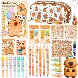 Capybara Stationery  Set for , 28 count Kawaii School Supplies Kit with Pencil Case,Notebooks,Erasable Pens,Stickers - Cute Christmas Gifts for , Girls & Boys, Easter or Birthday  Box