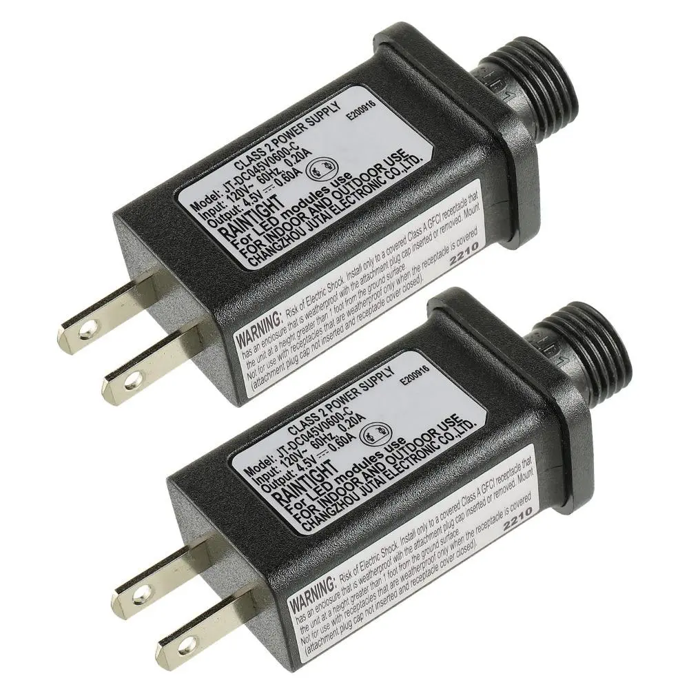 4.5V 2.7W LED Transformer Replacement Class 2 Power Supply Plug Adapter for Christmas Curtain Lights, Step Lights, Holidays Decorations, LED Controller - IP44 Waterproof Low Voltage Outdoor Use, Christmas Lights, 0.6A