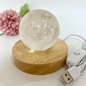 Different Maerail 70~80mm Crystal Balls With Wooden LED Display Base Set Clear Quartz Yellow Crystal Rose Quartz Green Flourite From IG Crystal