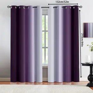 2-piece modern-style purple and white gradient curtains, semi-transparent polyester fabric, suitable for bedrooms, living rooms, dining rooms, kitchens, and year-round use