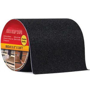 Anti Slip Tape Black 6Inch x 30FT Non Skid Tape,  Grip Non Slip Strips Tape High Traction Friction Abrasive Adhesive for Stairs Step Indoor Outdoor