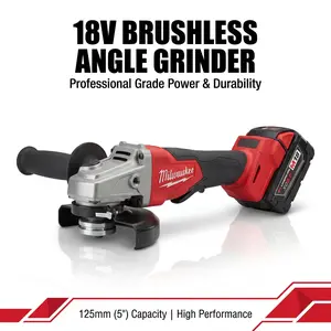 Milwaukee 18V 125mm Brushless Grinder For Steel Fabrication lithium battery replacement speed adjustable Cordless Angle ideal tool electric driver