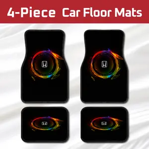 4Pcs Honda Rainbow Neon Car Floor Mats, Cyberpunk Automotive Interior Liners, Non-Slip & Durable, Fits Honda Models, Vibrant Car Decor, Perfect Gift for Honda Fans & Christmas
