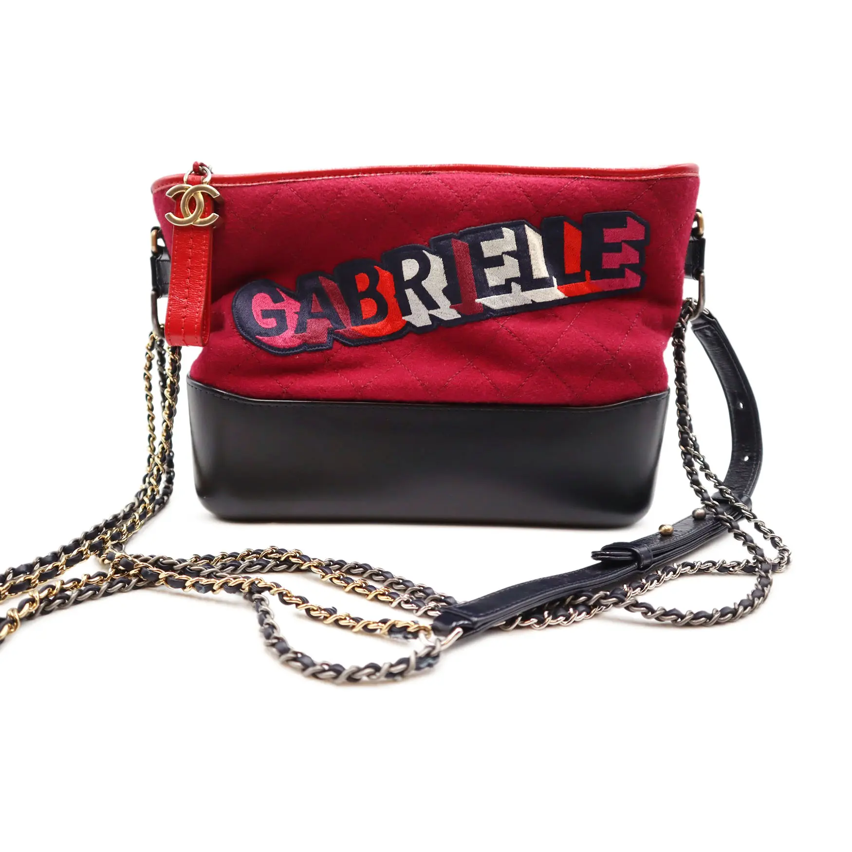 Pre-owned CHANEL leather Shoulder Bags Quilted Wool Gabrielle Hobo Shoulder Bag 2017 2018 24470558 (26447)
