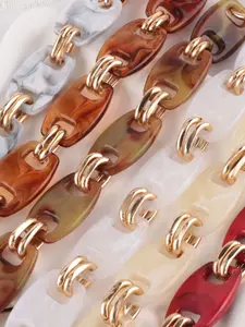 Vintage Acrylic Chain, Marble Pattern Tortoise Shell Color Block, Multi-Color Bag Phone Case DIY Accessories, Women's Daily Party Clutch