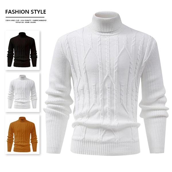 Men's Turtleneck Warm Sweater, Vintage Cable Knit Style, Thickened Winter & Autumn Knitwear with Locking Temperature Technology, Stylish Texture, Suitable for Office Workers and Everyday Street Style, Versatile Innerwear