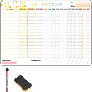 Bill Payment Checklist Calendar  Whiteboard for Refrigerator-Monthly Bill Payment  Budget Planner Chart Bill Organizer Whiteboard for Personal Budgeting Financial