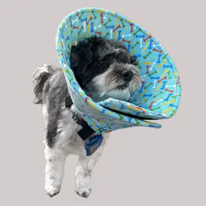 Soft Dog Cone for Surgery Recovery – Comfortable & Flexible (Blue Bone Print)