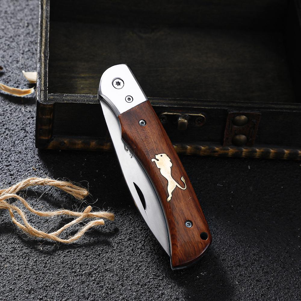 Three-in-one steel solid wood folding knife, high hardness outdoor pocket knife TS40