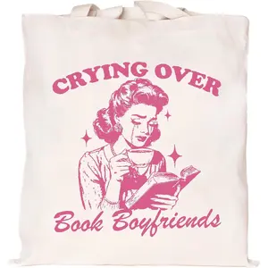 Book Canvas Tote Bag for Women, Aesthetic Tote Bag Shoulder Reusable Grocery Bags Book Lovers Gifts for Readers，Double-sided printing