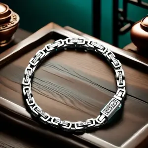 S925 Full Silver Openable Sterling Silver Bracelet for Men, 25g/0.88oz Ideal Birthday Holiday Gift for Boyfriend Dad