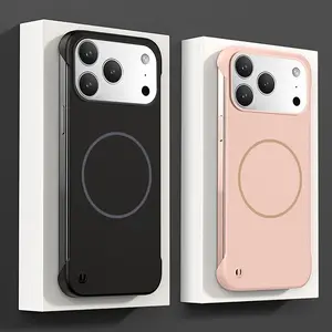 Luxury Ultra Thin Frameless Magnetic Protective Phone Case Sutible for iPhone 17 Pro Max 16 Pro Max 16E 15 14 13 11 Pro Max 16 Plus 12 PC Simple Monochrome Matte Magnetic No Frame Semi-Edge Cover, suitable for men and women