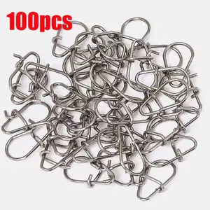 Fishing Swivel Snap, 100pcs/set Fishing Nice Hooked Snap Pin, Stainless Steel Fishing Barrel Swivel Lure Connector Accessories, Fishing Tackle