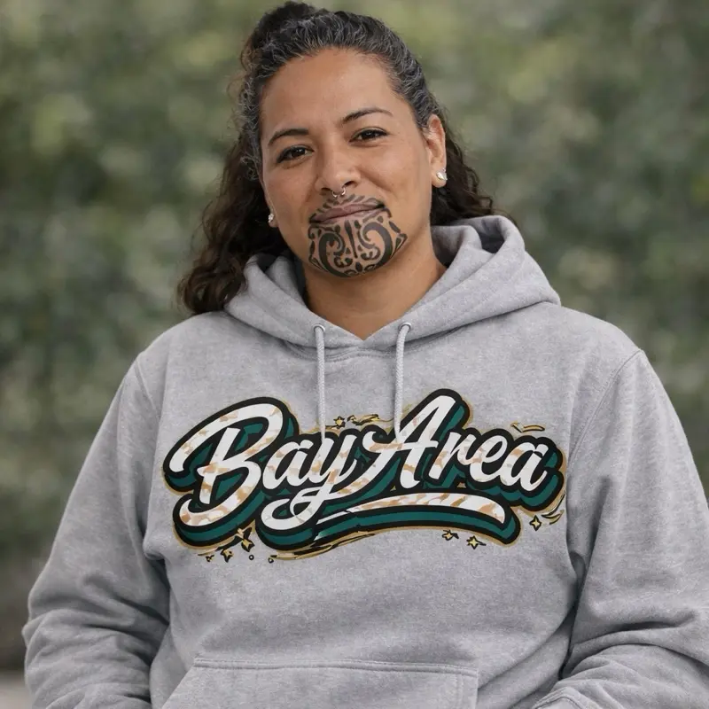 Bay Area - Oakland Hoodie in Gray with Distinctive Bay Area Script Design
