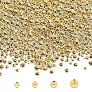 Gold Filled 250pcs 14K Round Bracelet Beads, Smooth Metal Brass Beads, Lasting Round Spacer Beads for DIY Necklace Bracelet Jewelry Making (5mm)