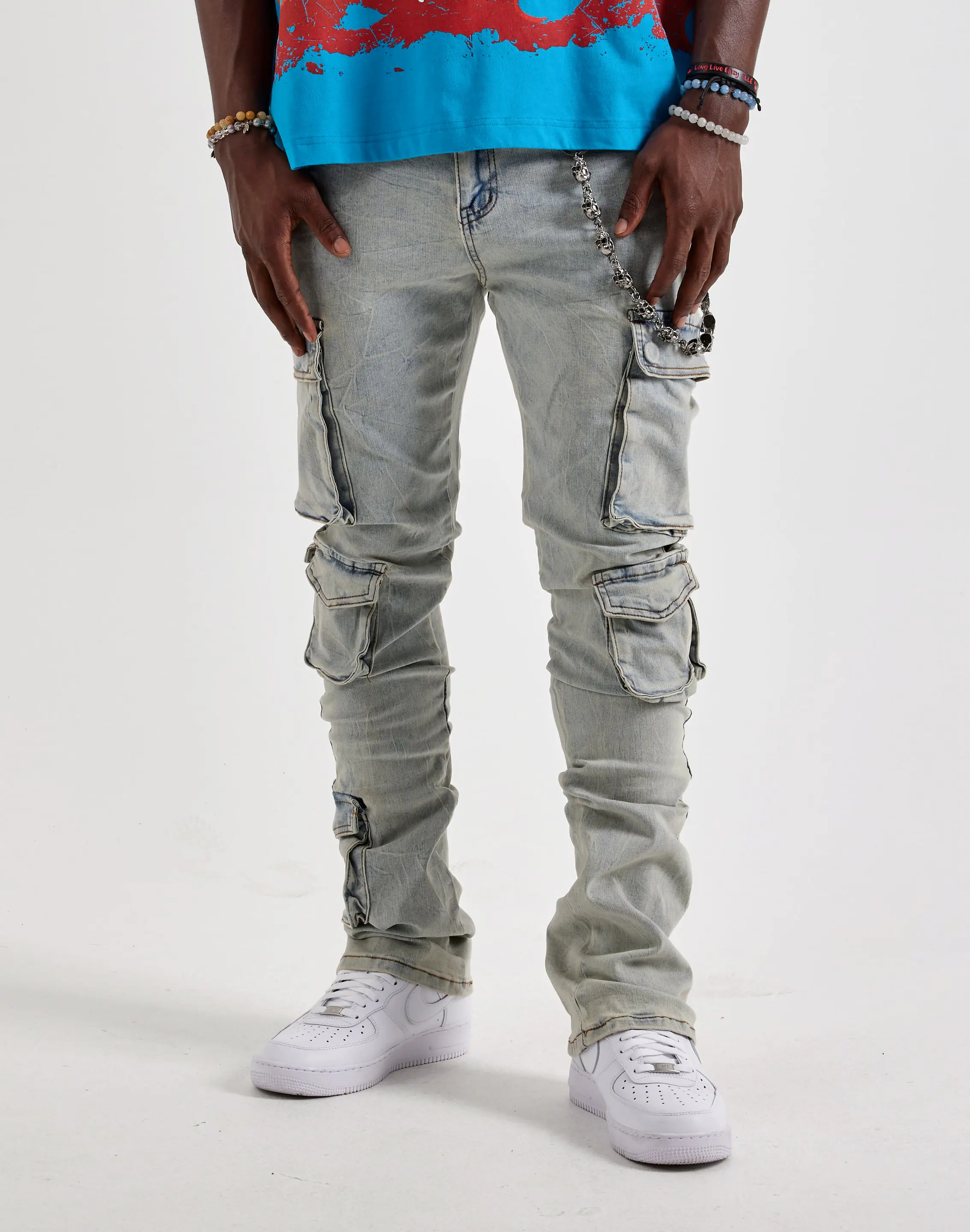 Mens WAIMEA Stacked Cargo Denim Jeans