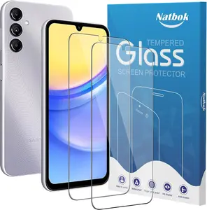 Natbok 2 Pack Compatible with Samsung Galaxy A15 5G\/4G Screen Protector,Full Coverage 9H Tempered Glass Film,HD Clear Scratch Resistant,Bubble-Free for Galaxy A15(6.5 Inch) Screen Protector
