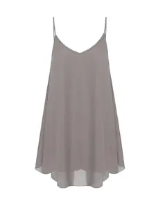 【Plus Size】 Solid Color Cami Chiffon Dress, Casual Spaghetti Strap Dress for Summer, Women's Clothing for Daily Wear