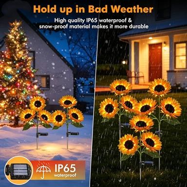 Solar Garden Lights Outdoor, 3 Pack Sunflower Lights with 9 Large Sunflower, Waterproof Garden Decor, Birthday Gifts for Mom Grandma, Decorative Solar Flowers for Pathway Patio Yard Fall Decorations Solar Garden Lights Outdoor, 3 Pack Sunflower Lights with 9 Large Sunflower, Waterproof Garden Decor, Birthday Gifts for Mom Grandma, Decorative Solar Flowers for Pathway Patio Yard Fall Decorations