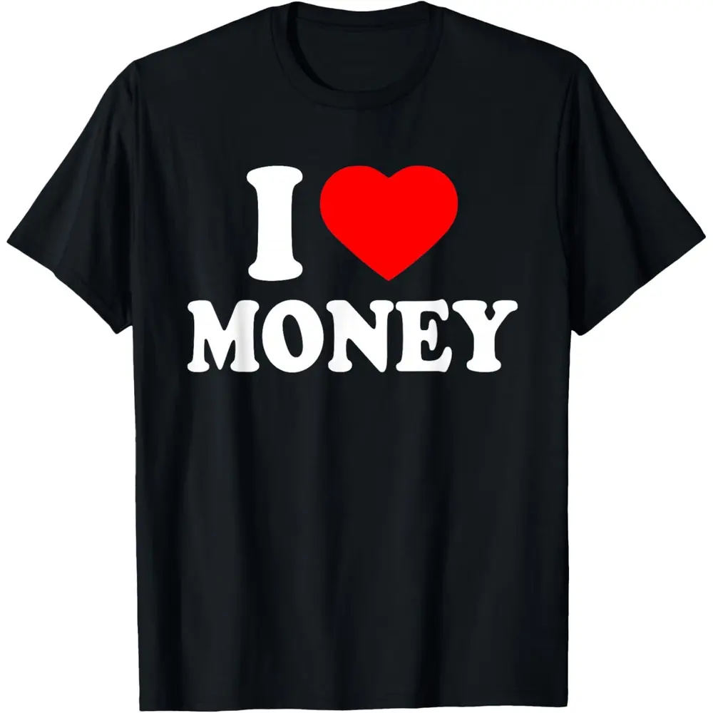 Oversized Vintage Tee Men I LOVE MONEY Soft Short Sleeve T-Shirt