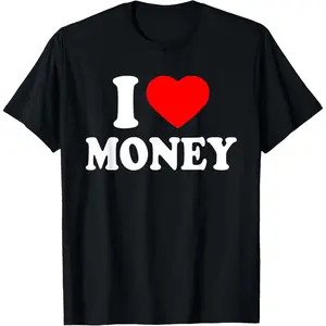 Oversized Vintage Tee Men I LOVE MONEY Soft Short Sleeve T-Shirt