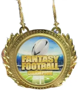 Fantasy Football Champion Metal Medal 6.3 X 5.5 Inches with Championship Necklace luxury fantasy football medal fantasy football Awards