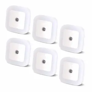 6-Pack LED Plug-in Night Lights, Dusk to Dawn Sensor Lamp, Warm White Lighting for Bedroom, Bathroom, Hallway & Holiday Party Decor