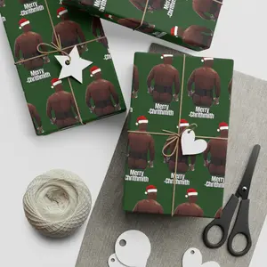 Mike Tyson Butt Funny Christmas Wrapping Paper, Merry Chrithmith Xmas Paper, Funny Holiday Gift