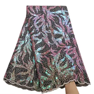 New African Lace Fabric 5 Yards Sequin Embroidery