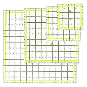 4 Pack Quilting Ruler, Quilting Ruler (4.5"X4.5", 6"X6", 9.5"X9.5", 12.5"X12.5") Quilting Templates Fabric  Ruler  Quilters Rulers Clear Mark for Quilting and Sewing