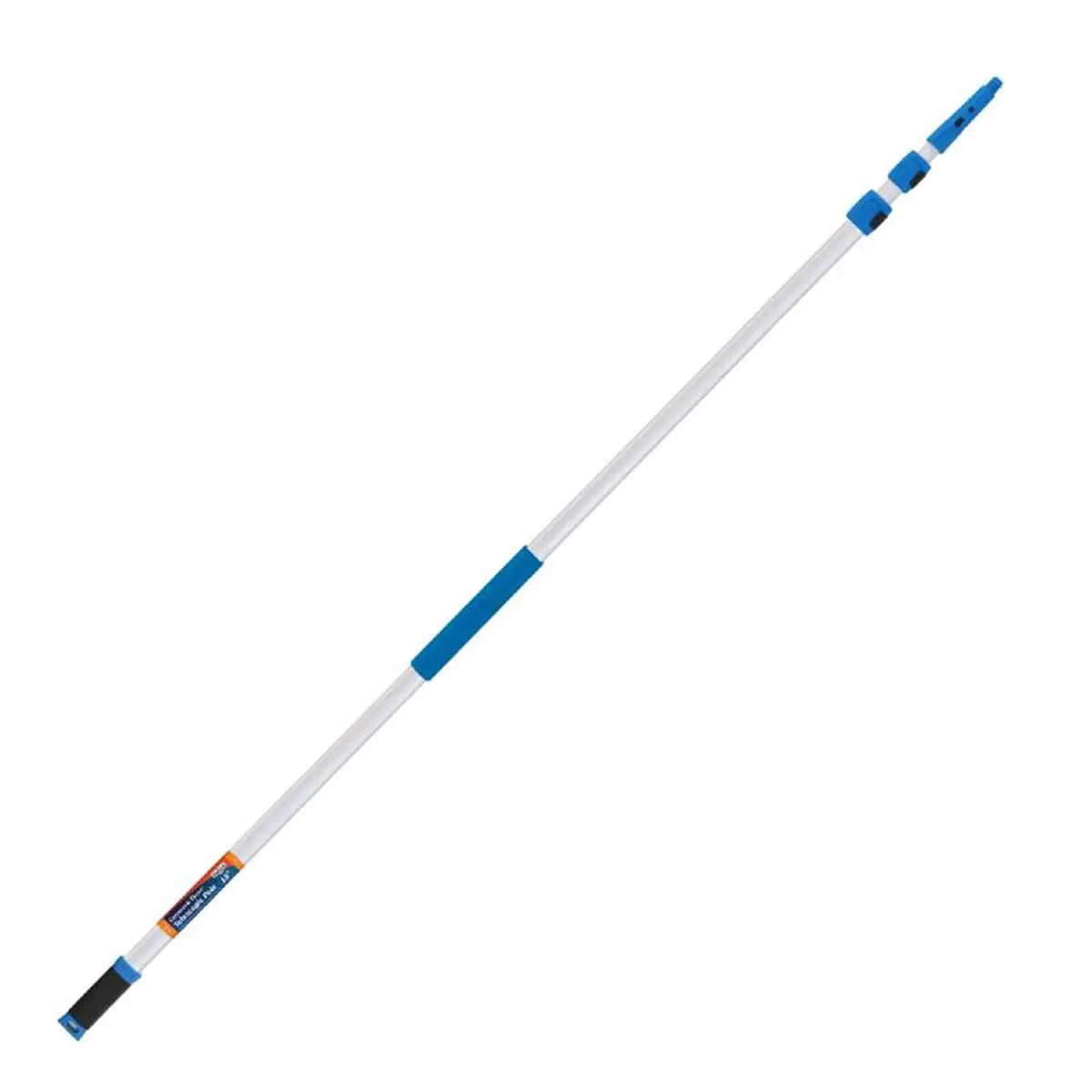 212 MAIN Telescoping Aluminum Extension Pole (18 ft x 2 in, Blue & White) with Ergonomic Tri-Shape Foam Cushion Grip Handle, Quick-Flip Clamps, Non-Slip Design for Home Cleaning, High Access Tasks