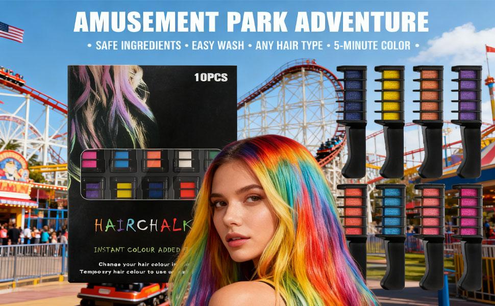 10-Color Hair Chalk Comb Set| Vibrant Temporary Hair Dye for Parties/Cosplay Safe Washable Highlight Powder Pencil Easy DIY Hair Color Kit for Kids/Teens/Adults| Quick Styling for Halloween, Wedding, TikTok Trends Haircare Daily Glossy 10-Color Hair Chalk Comb Set| Vibrant Temporary Hair Dye for Parties/Cosplay Safe Washable Highlight Powder Pencil Easy DIY Hair Color Kit for Kids/Teens/Adults| Quick Styling for Halloween, Wedding, TikTok Trends Haircare Daily Glossy