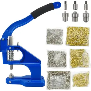 Hand Press Grommet Machine with 3000 count Grommets(6mm, 10mm and 12mm) 3  (#0#2#4) Handle Cover Hand Press Grommet Eyelet Machine Punch Tool