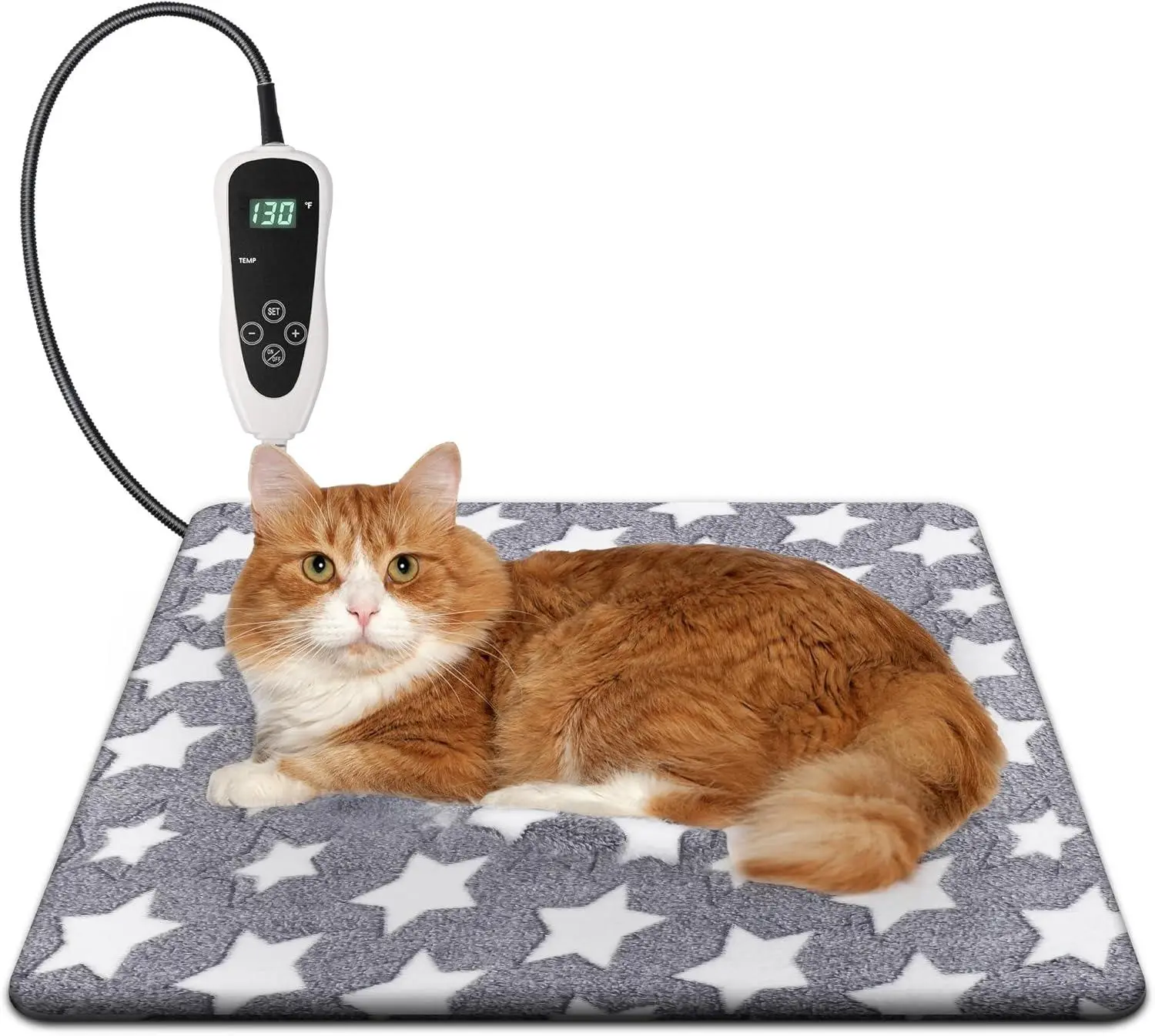 UPSKY Pet Heating Pad Electric Heating Pad for Dogs Cats Temperature Adjustable Heated Bed Mat with Timer Waterproof Indoor Warming Pad Chew Resistant Cold 12 Levels 80-130℉