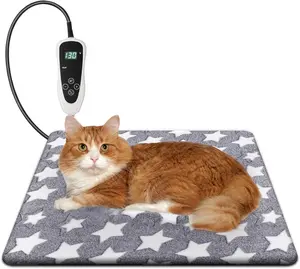 UPSKY Pet Heating Pad Electric Heating Pad for Dogs Cats Temperature Adjustable Heated Bed Mat with Timer Waterproof Indoor Warming Pad Chew Resistant Cold 12 Levels 80-130℉