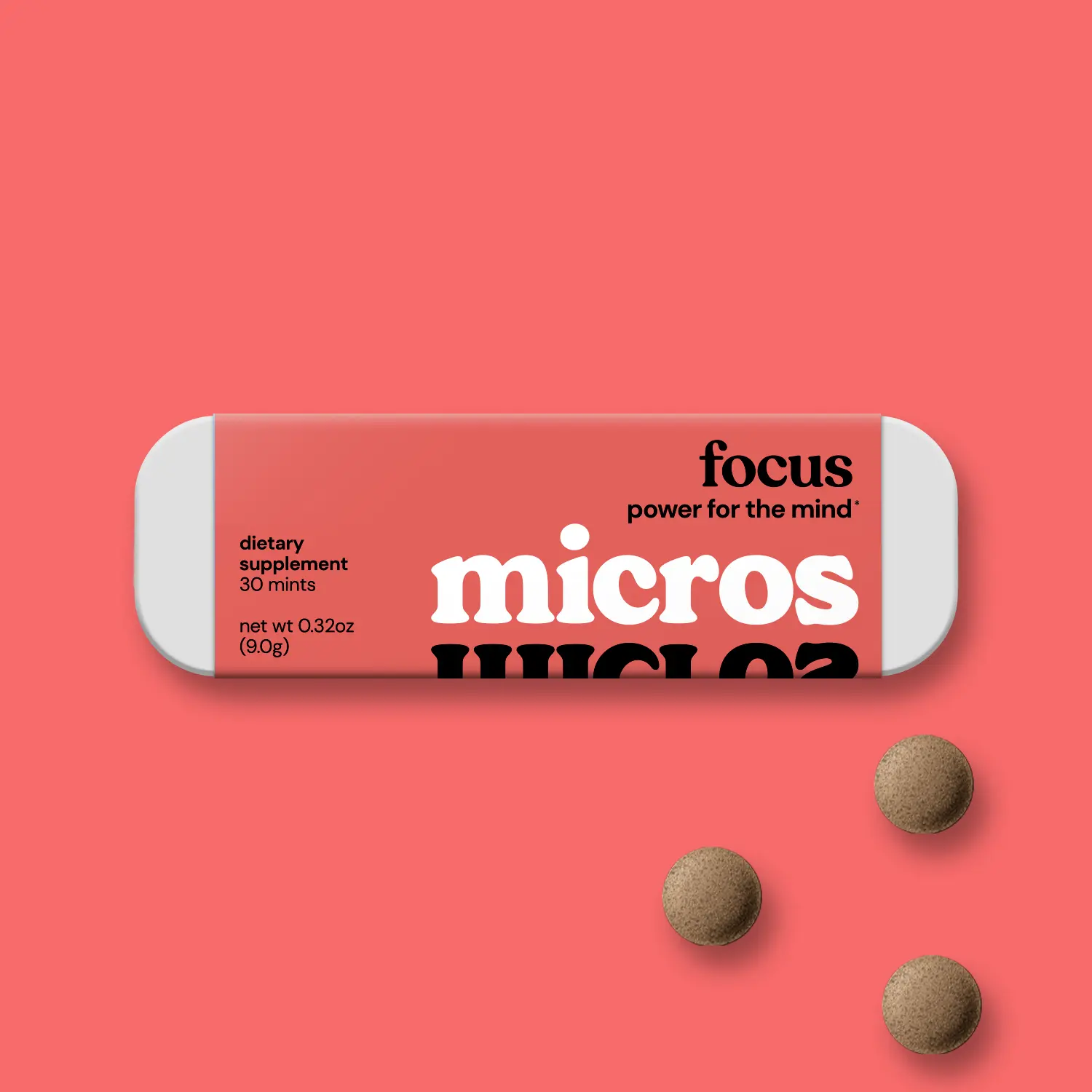 micros focus | Natural Brain-Boosting Mints | Edible Supplement | Vegan & Sugar-free with L-Theanine, Lion’s Mane, Guarana & Ginseng